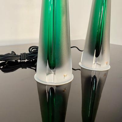  Kosta Boda AB Pair of Swedish Mid Century Modern Jade Green Kosta Lamps Perfume Bottle Shape