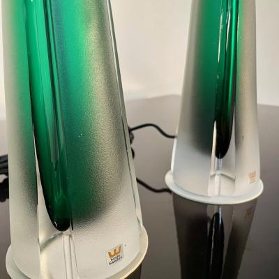  Kosta Boda AB Pair of Swedish Mid Century Modern Jade Green Kosta Lamps Perfume Bottle Shape