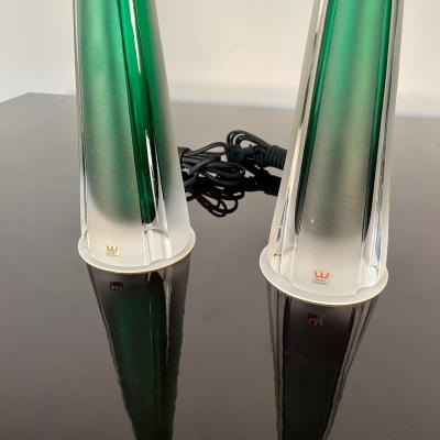  Kosta Boda AB Pair of Swedish Mid Century Modern Jade Green Kosta Lamps Perfume Bottle Shape