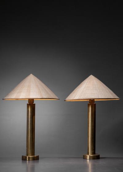  Kosta Boda AB Pair of brass table lamps