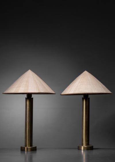  Kosta Boda AB Pair of brass table lamps
