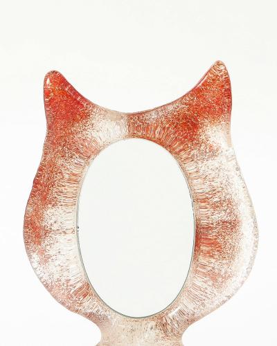  Kosta Boda AB Sandblasted Colored Glass Cats Ear Table Mirror by Kosta Boda Sweden c 1970
