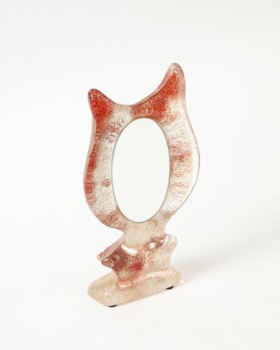  Kosta Boda AB Sandblasted Colored Glass Cats Ear Table Mirror by Kosta Boda Sweden c 1970