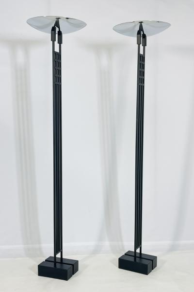  Kovacs Pair of Floor Lamps Torchieres by Robert Sonneman for George Kovacs USA 1987