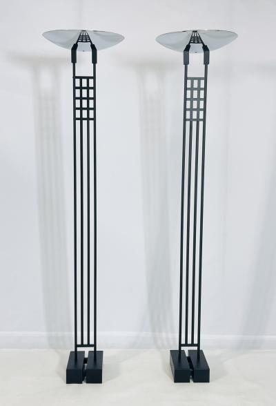  Kovacs Pair of Floor Lamps Torchieres by Robert Sonneman for George Kovacs USA 1987