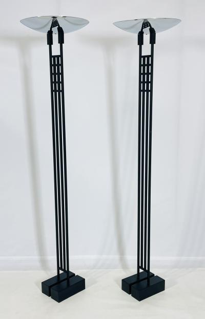  Kovacs Pair of Floor Lamps Torchieres by Robert Sonneman for George Kovacs USA 1987