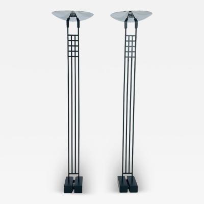  Kovacs Pair of Floor Lamps Torchieres by Robert Sonneman for George Kovacs USA 1987