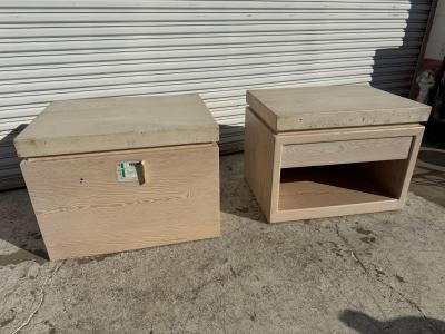  Kreiss Pair of Kreiss Travertine Top Nightstands