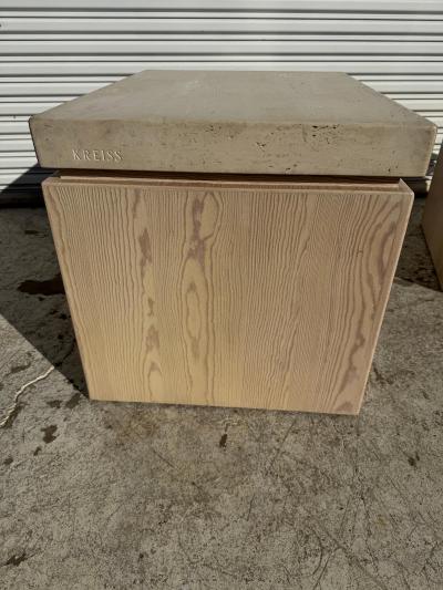  Kreiss Pair of Kreiss Travertine Top Nightstands