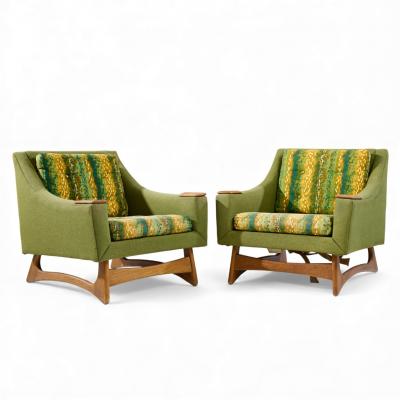  Kroehler Mfg Co Adrian Pearsall Style Kroehler American Leisure Walnut Lounge Chairs Pair