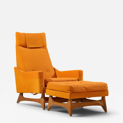  Kroehler Mfg Co Adrian Pearsall Style Kroehler Mid Century Lounge Chair and Ottoman