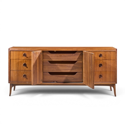  Kroehler Mfg Co Kroehler Mid Century Rosewood and Walnut Lowboy Dresser