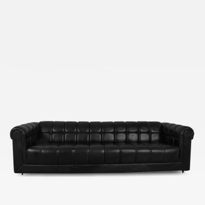  Kroehler Mfg Co Mid Century Black Leather Tufted Sofa Edward Wormley for Dunbar Style
