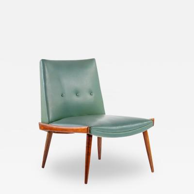  Kroehler Mfg Co Mid Century Modern Slipper Chair in Walnut Original Green Fabric