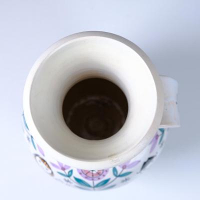  Kupittaan Savi Large Laila Zink Hand Painted Decorative Vase Kupittaan Savi Finland 1950s