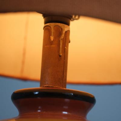  Kupittaan Savi Sizable Ceramic Table Lamp Hand Painted Flowers Kupittaan Savi Finland 1940s