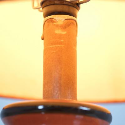  Kupittaan Savi Sizable Ceramic Table Lamp Hand Painted Flowers Kupittaan Savi Finland 1940s