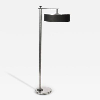  Kurt Versen Art Deco Brushed Aluminum Black Enamel Flip Top Floor Lamp by Kurt Versen