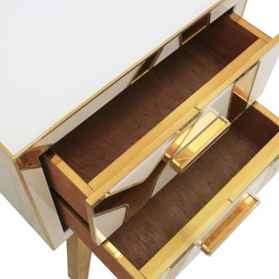  L A Studio Contemporary Solid Wood and Glass Italian Pair of Bedside Tables by L A Studio