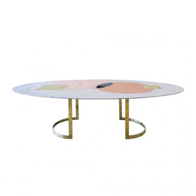  L A Studio L A Studio Contemporary Modern Marble and Brass Italian Dining Table