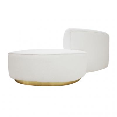  L A Studio L A Studio Contemporary Modern White Boucl Wool upholster Italian Curved sofa