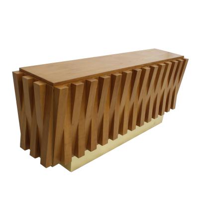  L A Studio L A Studio Faceted Oak Wood And Brass Italian Sideboard