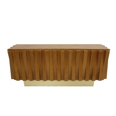  L A Studio L A Studio Faceted Oak Wood And Brass Italian Sideboard