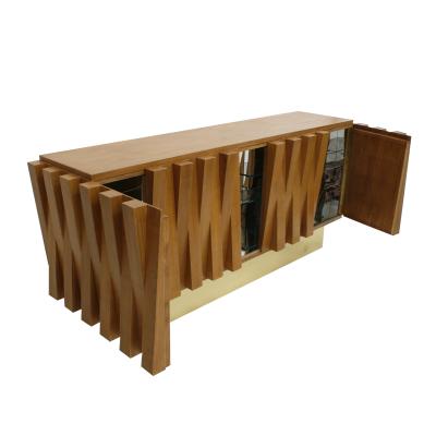  L A Studio L A Studio Faceted Oak Wood And Brass Italian Sideboard