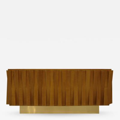  L A Studio L A Studio Faceted Oak Wood And Brass Italian Sideboard