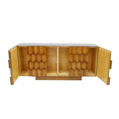  L A Studio L A Studio Oak Wood And Black Lacobel Glass Italian Sideboard