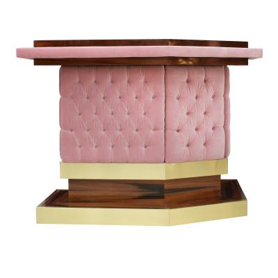  L A Studio L A Studio Solid Wood And Cotton Velvet Upholstered Bar Counter