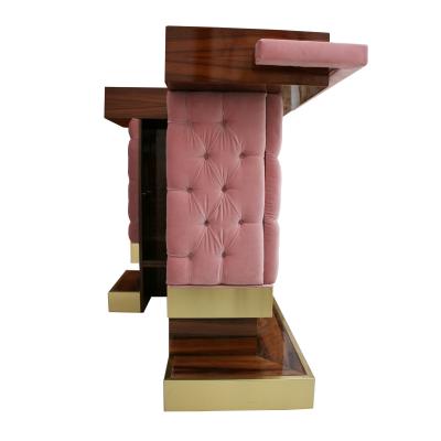  L A Studio L A Studio Solid Wood And Cotton Velvet Upholstered Bar Counter