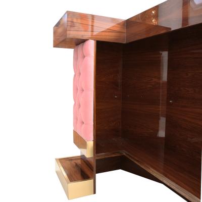  L A Studio L A Studio Solid Wood And Cotton Velvet Upholstered Bar Counter