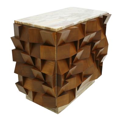  L A Studio L a Studio Pair of Birch Wood and Siena Marble Sideboards Italy