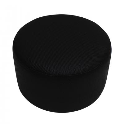  L A Studio Madrid LA Studio Contemporary LA Design Wood Upholstered In Black Braided Lambskin Circular Pouf