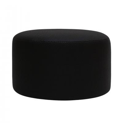  L A Studio Madrid LA Studio Contemporary LA Design Wood Upholstered In Black Braided Lambskin Circular Pouf