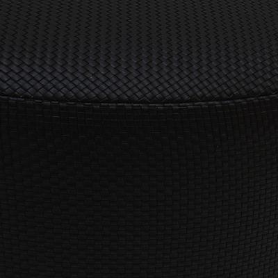  L A Studio Madrid LA Studio Contemporary LA Design Wood Upholstered In Black Braided Lambskin Circular Pouf