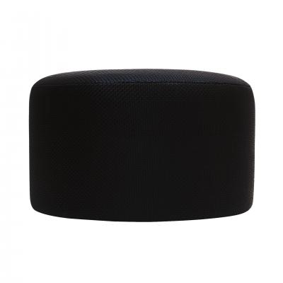  L A Studio Madrid LA Studio Contemporary LA Design Wood Upholstered In Black Braided Lambskin Circular Pouf