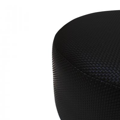  L A Studio Madrid LA Studio Contemporary LA Design Wood Upholstered In Black Braided Lambskin Circular Pouf