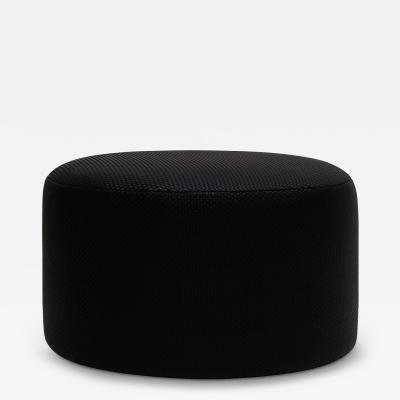  L A Studio Madrid LA Studio Contemporary LA Design Wood Upholstered In Black Braided Lambskin Circular Pouf