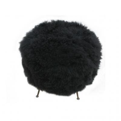  L A Studio Mid Century Modern Mongolian Goat Fur Italian Footstool