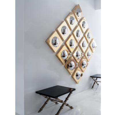  L A Studio Mid Century Modern Style Made of Brass Italian Convex Mirrors