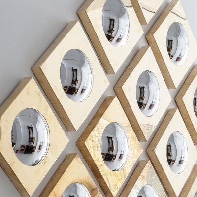  L A Studio Mid Century Modern Style Made of Brass Italian Convex Mirrors