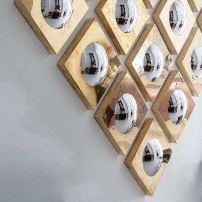  L A Studio Mid Century Modern Style Made of Brass Italian Convex Mirrors