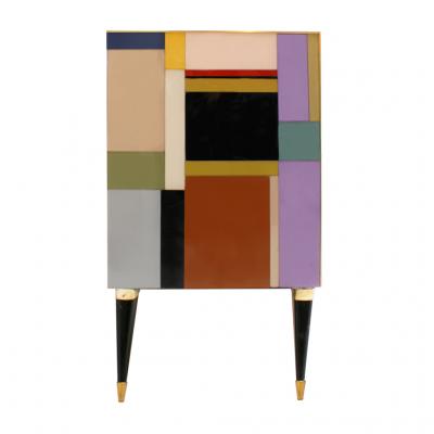  L A Studio Mid Century Modern Style Murano Glass and Brass Italian Sideboard by L A Studio