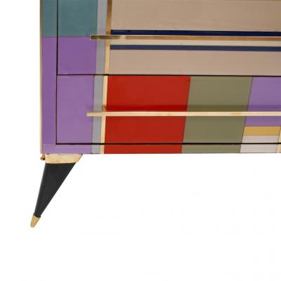  L A Studio Mid Century Modern Style Murano Glass and Brass Italian Sideboard by L A Studio