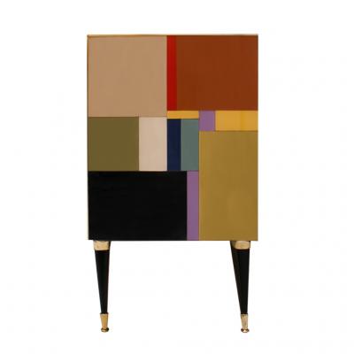  L A Studio Mid Century Modern Style Murano Glass and Brass Italian Sideboard by L A Studio