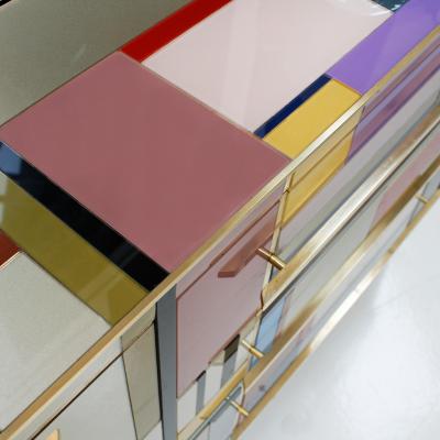  L A Studio Mid Century Modern Style Murano Glass and Brass Italian Sideboard by L A Studio