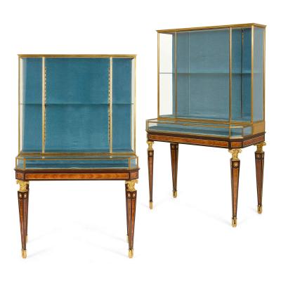  L Escalier de Cristal Pair of antique ormolu mounted vitrine cabinets by LEscalier de Cristal