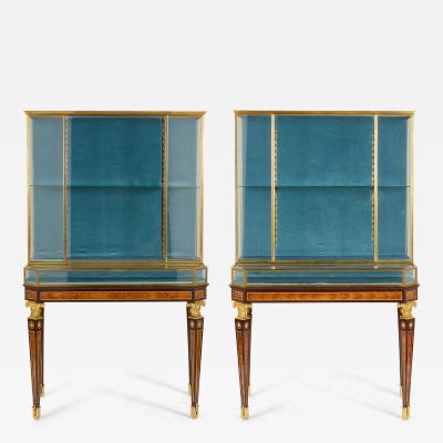  L Escalier de Cristal Pair of antique ormolu mounted vitrine cabinets by LEscalier de Cristal